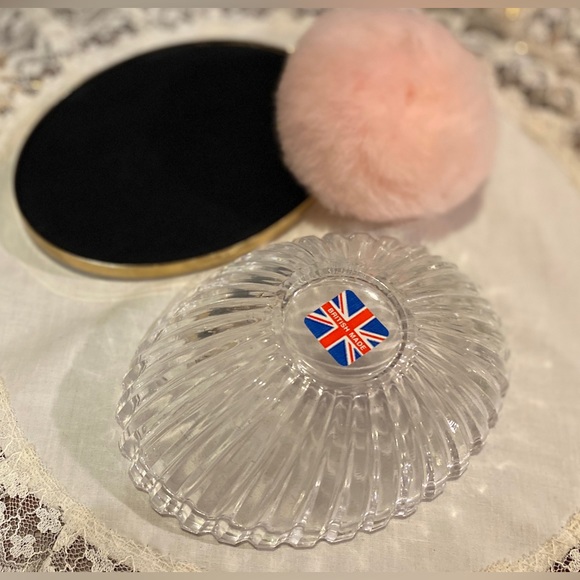 Vintage Powder/Trinket Embroidery Glass Dish - Picture 5 of 6